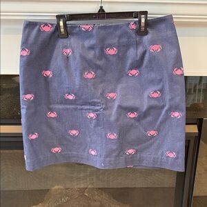 Lilly Pulitzer Navy Skirt with Pink Crab Design